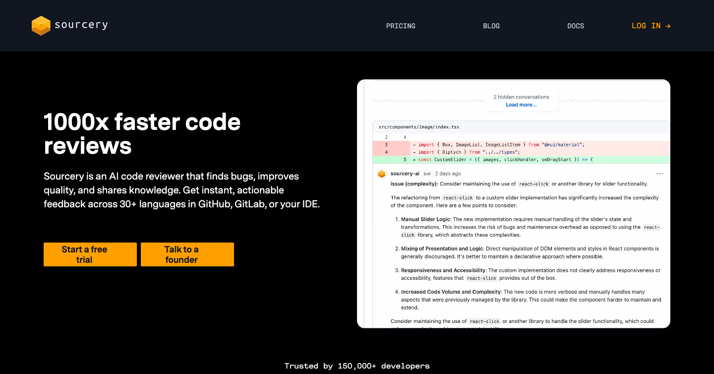 Sourcery AI Interface