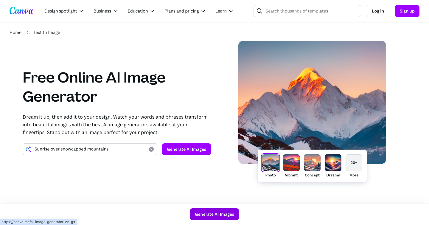 Canva AI Interface