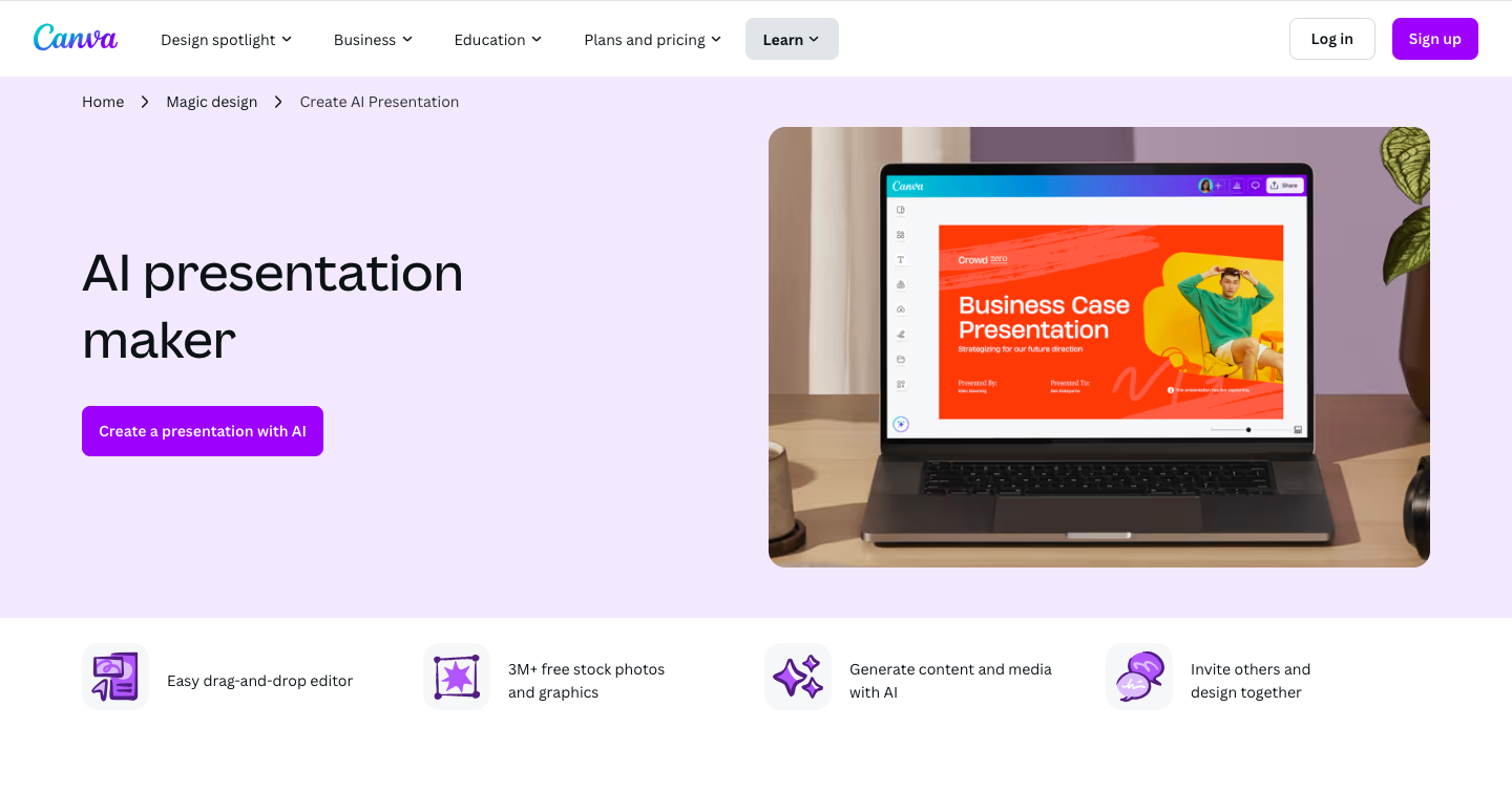 Canva: AI Slide Creator Interface