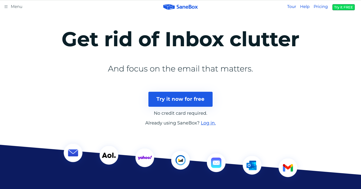 SaneBox Email AI Interface