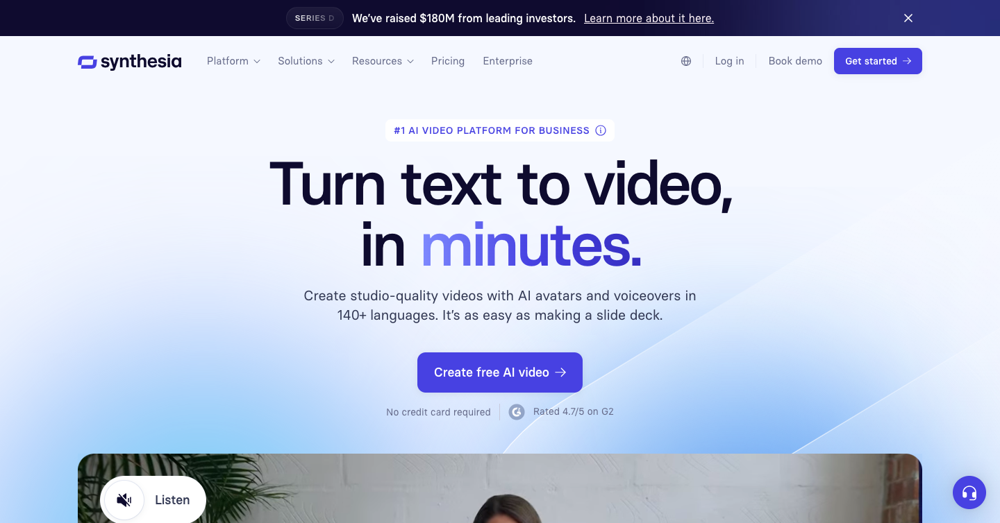Synthesia Text-to-Video Interface