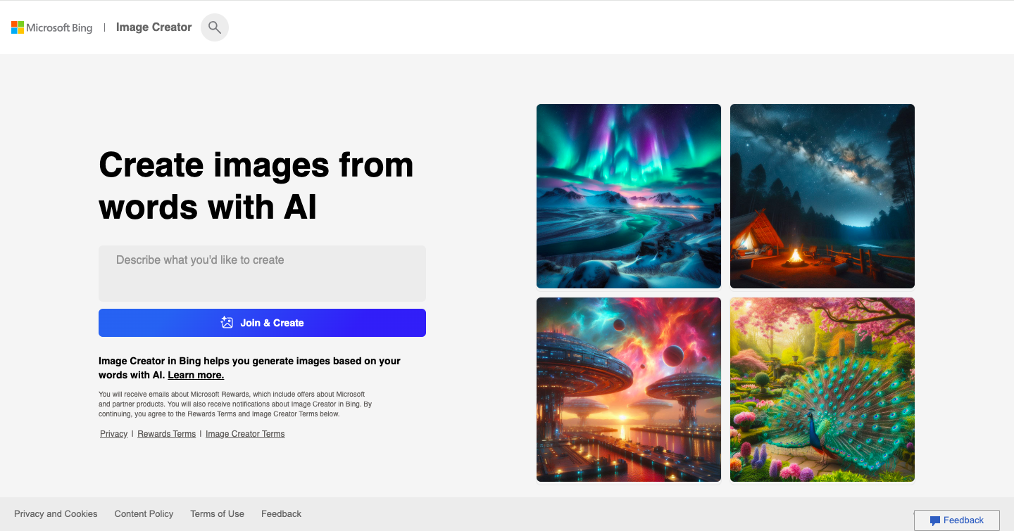 Bing Image Creator Interface
