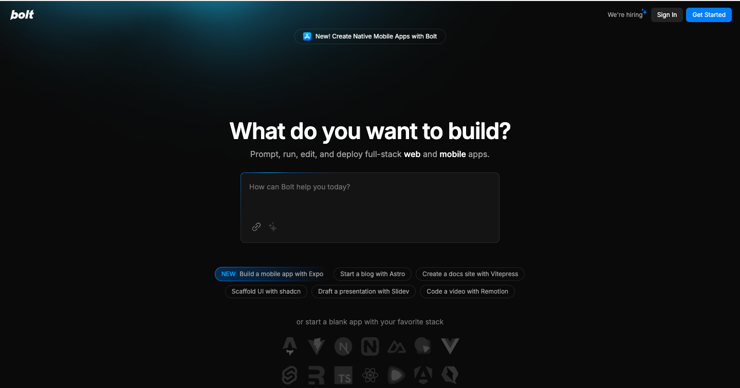 Bolt.new AI Interface