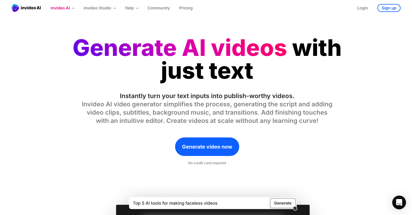 InVideo AI Interface